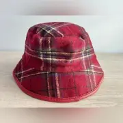 Steve Madden Women's Reversible Plaid Bucket Hat - Red - O/S