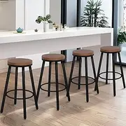 [ALFORDSON] Bar Stools, 4X Retro Kitchen Vintage Dining Chair Industrial Wooden Counter Bar Chair Backless Barstools with Footrest in 67cm Seat Height Dining Room Counter Home Bar, Rocio Black