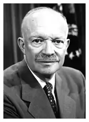 PRESIDENT DWIGHT D. EISENHOWER B&W PORTRAIT 5X7 PHOTO