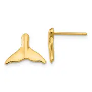 14K Yellow Gold Whale Tail Post Earrings