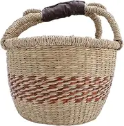 Seagrass Woven Picnic Basket Rustic Small Storage Basket with Handle for Outdoor Activities Decorative Desk Organizing