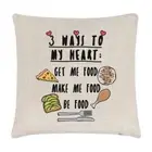 3 Ways To My Heart Linen Cushion Cover Pillow - Funny Food Joke