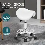 ALFORDSON Salon Stool Saddle Swivel Barber Hair Dress Chair Sierra White