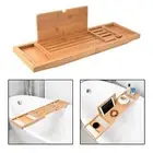 Adjustable Luxury Wooden Bathtub Caddy Tray Bathtub Stand Holder Bath Tray