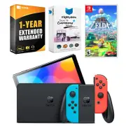 Nintendo Switch Neon Red/Blue OLED Console + Zelda: Link's Awakening Bundle
