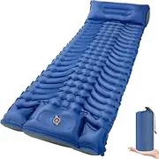 MEIJO Self-Inflating Camping Mattress, Ultralight Sleeping Mat with Foot Pump, Thickened Sleeping Mat, Self-Inflating Air Mattress for Outdoor Hikenture Tent, Beach, Blue & Grey