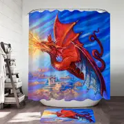 Cool Fantasy Art Breathing Fire Red Dragon Shower Curtain