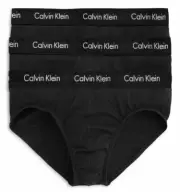 Calvin Klein 3-Pack Men's Cotton Stretch Classic Fit Hip Briefs Black