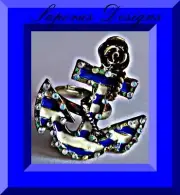 Antique Theme Anchor Design Ring With Clear Rhinestones Size 7 & Adjustable