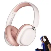 Wireless Headphones Bluetooth 5.3 Overhead Headset 3D Stereo Built In Microphone-Pink