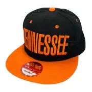 Tennessee Flat Bill Snap Back Ball Cap Embroidered Black/Orange Adjustable Hat