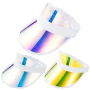 3 Pack Colored Sun Visor Hat Women Men Plastic Clear Visors Hats 6 3/4-7 1/2