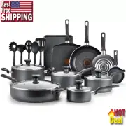 20 Pc. Non-Stick Cookware Dishwasher Safe Fry Pan Stewpot Saucepan Glass Lid NEW