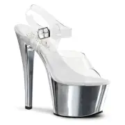 Pleaser SKY-308 Platform Sandals Chrome Transparent Table Dance Gogo Pole Dance