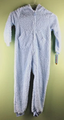 Cat and Jack Kids One Piece Jumpsuit Hooded pajamas Size S(6/7) Light Blue