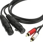 Vaguelly Line Audio Cables Amplifier Audio Cord Adapter Cable Car Stereo Amplifier Bass Amp Speaker Amp RCA Male to Dual XLR Male Audio Cable Bare Copper Wire Equipment Balance