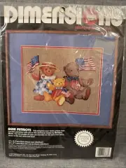 Dimensions "Bear Patriots" Counted Cross Stitch Kit 1990 Barbara Mock NOS