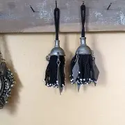 Pair of Black Turkmen Tassels Unique Vintage Tops Pointy Dangles