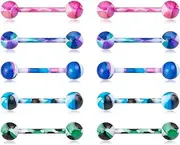 [HONGTU implant] 10pcs Trendy Tongue Bars 14G 316L Stainless Steel Patter Paint Nipple Barbell Piercing Rings for Women Body Jewelry, Small, Stainless Steel, no gemstone
