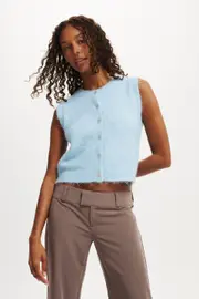 [Cotton On Women] Cotton On Women - Fluffy Button Vest - Serene blue L SERENE BLUE