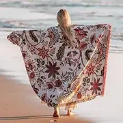 Hopstar Floral Throw Blanket Outdoor Blankets and Throws Boho Western Decor Cotton Woven Couch Cover Blanket for Sofa Living Room Beach Travel 51"x63" (Flower)