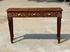 Vintage Console Table, Wooden Desk, Bone Inlay 3 Drawer Living Room Furniture