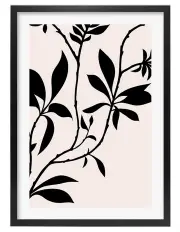 [Profile Australia] Australian Made Silhouette Branch Leaves Day Art Print A2 in Black Frame