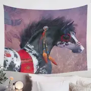 Native American Art on Painted War Pony Horse Tapestry