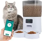 Automatic Pet Feeder, 5L Double Bowl Pet Food Dispenser, 2.4G WiFi Smart Timed Pet Feeder, with App Remote Control, for Cats Large Dogs and Multiple Pets
