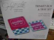 Jaclyn Smith Collection ceramic Trinket Box & tray set - sparkle as you go NEW
