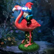 Solar Flamingo Gnome Garden Decor Statue Funny Light Decoration for Yard Patio