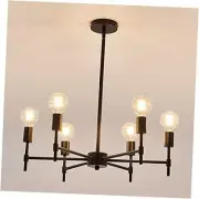 6-Light Black Sputnik Chandelier，Metal Modern Semi Flush Mount Ceiling Light