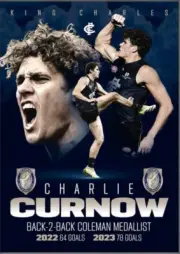 Carlton Blues Charlie Curnow 2023 AFL Coleman Medal Back To Back Print Cripps
