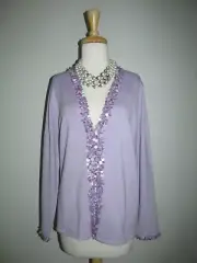 New Linea by Louis Dell'Olio Size M Lavender Embellished Cardigan Sweater