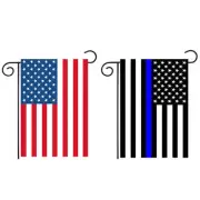 12x18 TRUMP 2024 USA & Thin Blue Line Police Flag sleeved sleeve garden pole