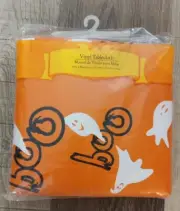 Halloween Vinyl Tablecloth 60X84" Oblong Orange "Boo Ghost' Free Shipping