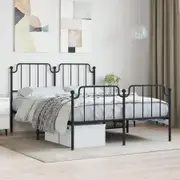 Metal Bed Frame with Headboard and Footboard Black 150x200 cm
