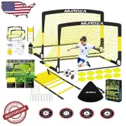 2 Portable Pop Up Soccer Nets with Agility Ladder - Ultimate Kids Training Set