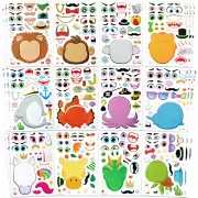 JOYIN 36 PCS 9"X6" Make a Face Stickers for Kids, Make Your Own Animal Mix and M