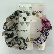 Scunci Pairs 2 Piece Scrunchies Mommy And Me Leopard Print & Pink Leopard Print