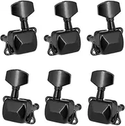 6 Pieces Guitar String Tuning Pegs Semi-Closed Tuning Heads Tuners for Electric Guitar Acoustic Guitar(3 Left + 3 Right, Black)