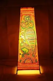 Original Indian Handicraft Ramayana Theme Leather Puppetry Floor Table Lamp