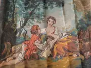 Vintage 24" Royal Paris Boucher Lovers Needlepoint Tapestry Canvas France 15803