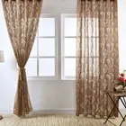 Gauze Leaves Pattern Sheer Curtain Elegant Tulle Curtain Home Decoration