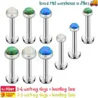 1 Pair Labret Stud Ring Opalite Surgical Steel Lip Ear Tragus Piercing Jewellery