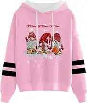 [Generic] Womens Christmas Hooded Sweatshirt Long Sleeve Christmas Tree Printed Hoodies Oversized Xmas Drawstring Pullover