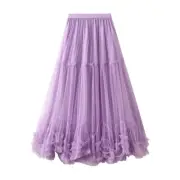 Ultra-large swing skirt with lace A-line skirt with fashionable mesh half