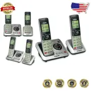 Modern Silver Cordless Phone Set with Caller ID & Speakerphone - 2 Handsets
