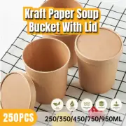 Eco-Friendly Biodegradable Kraft Paper Soup Buckets with Lids Perfect Takeaway
