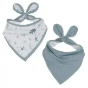 2pc Living Textiles Banana Leaf/Teal Organic Cotton Muslin Bandana Feeding Bibs